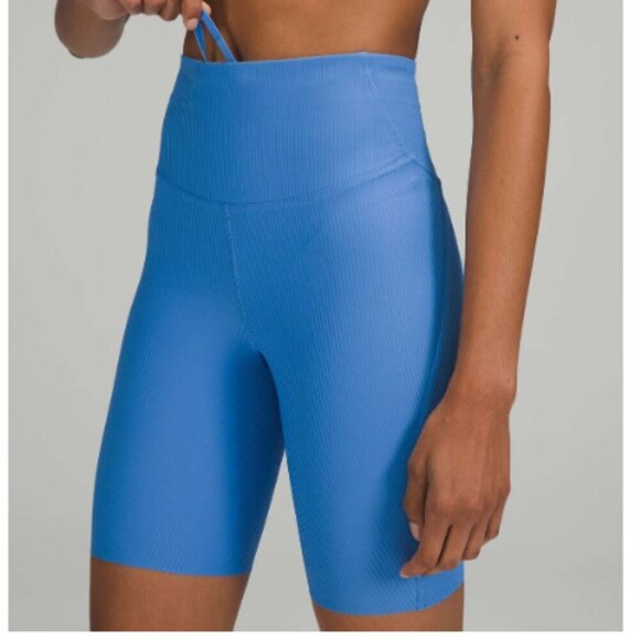 Lululemon Base Pace High-Rise Short 8" Ribbed Nulux Blue Nile 4 - Picture 1 of 10